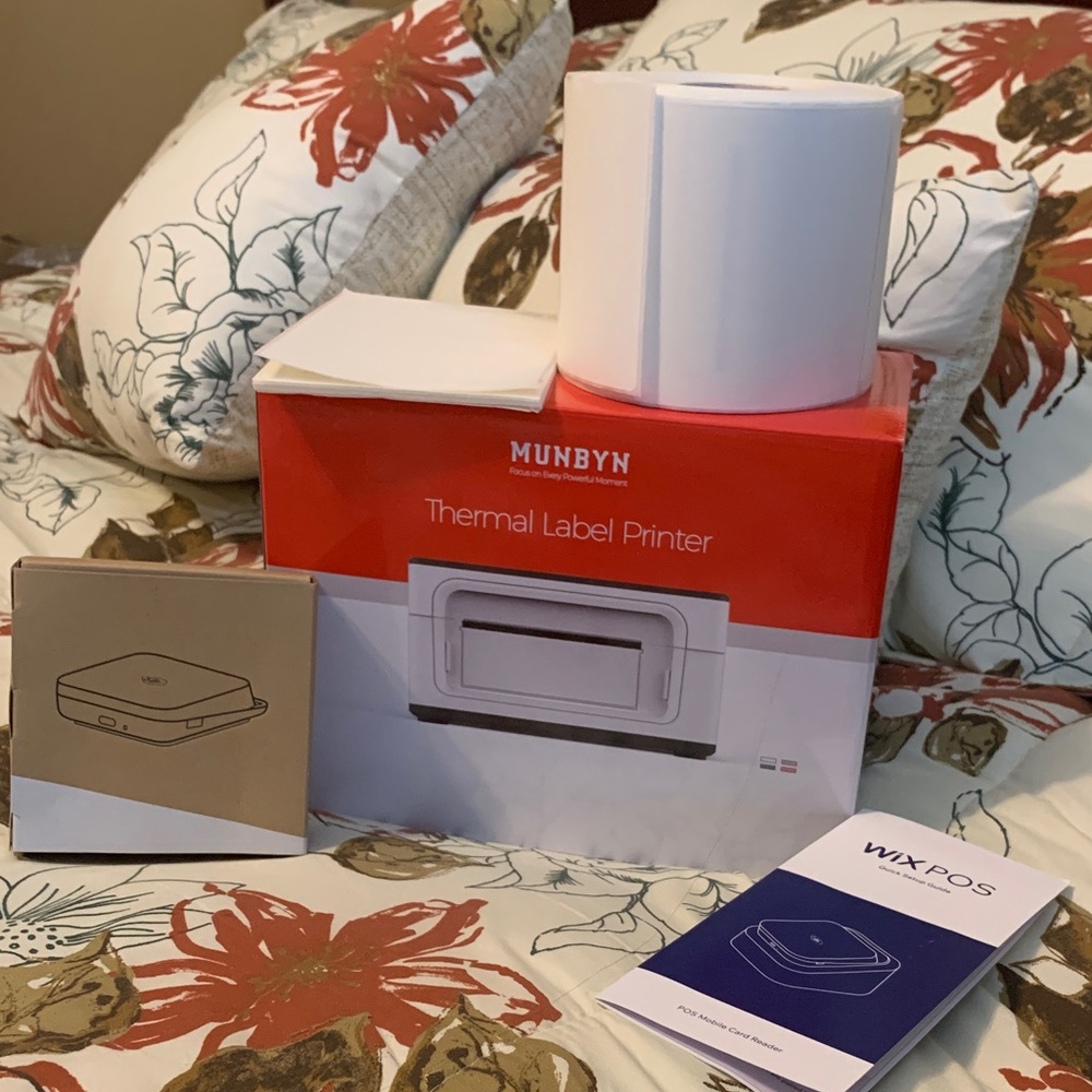 White Thermal Label Printer & Card Reader